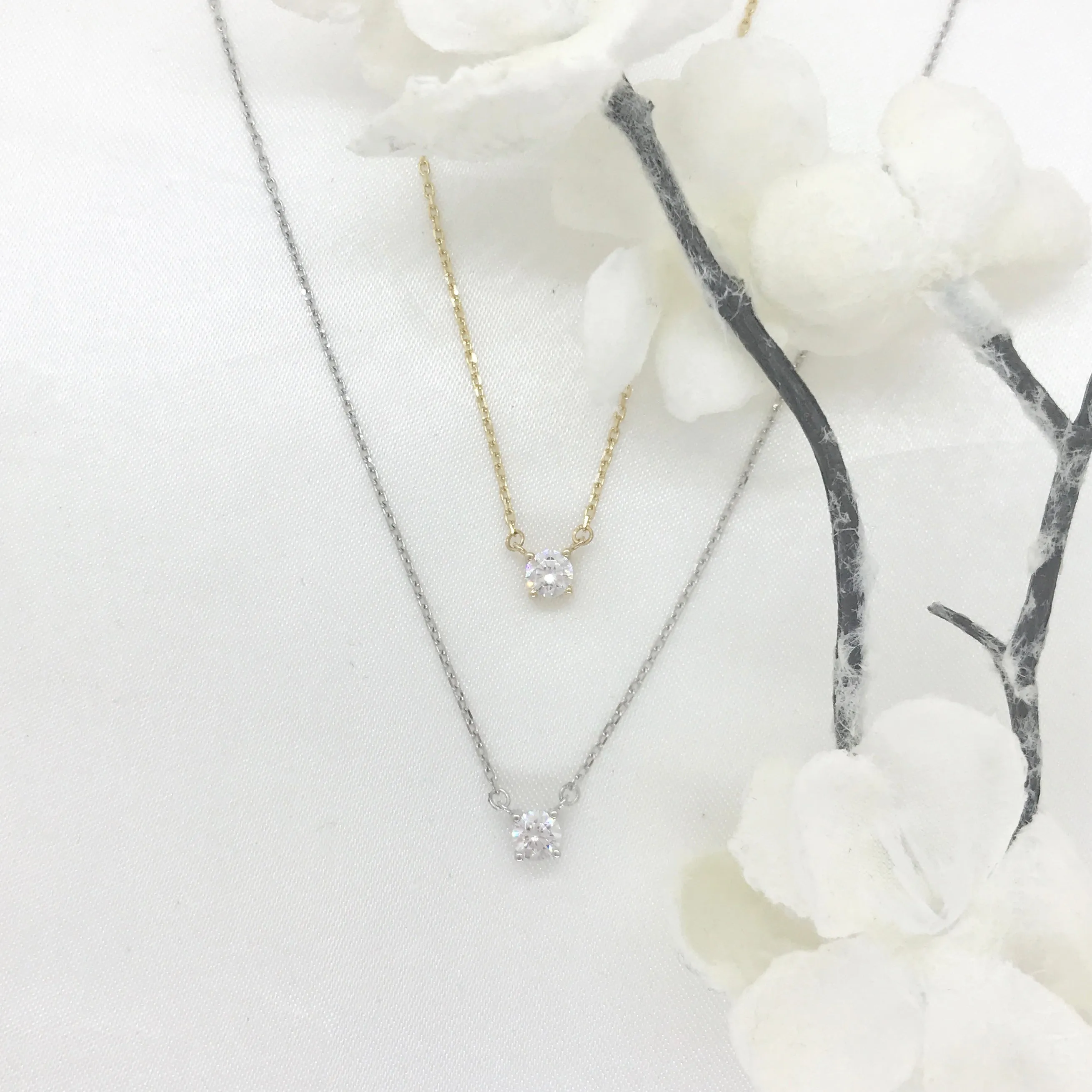 10k Gold CZ Solitaire Necklace