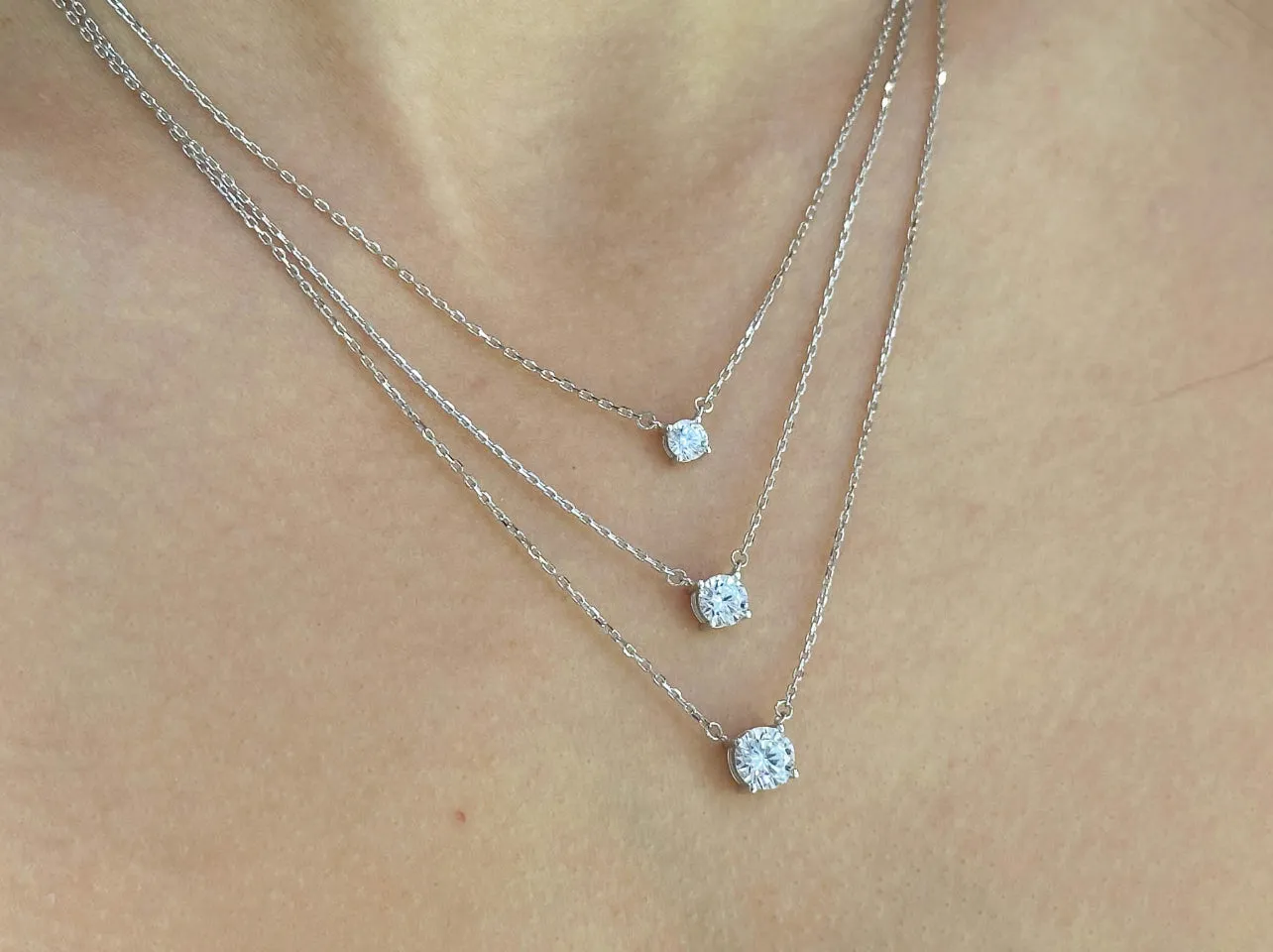 10k Gold CZ Solitaire Necklace