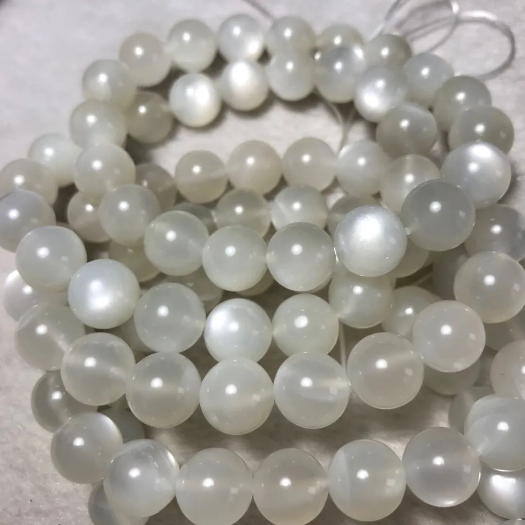 10mm High-quality Strong Flash White Moonstone Beaded Bracelets YA-WHMSG210