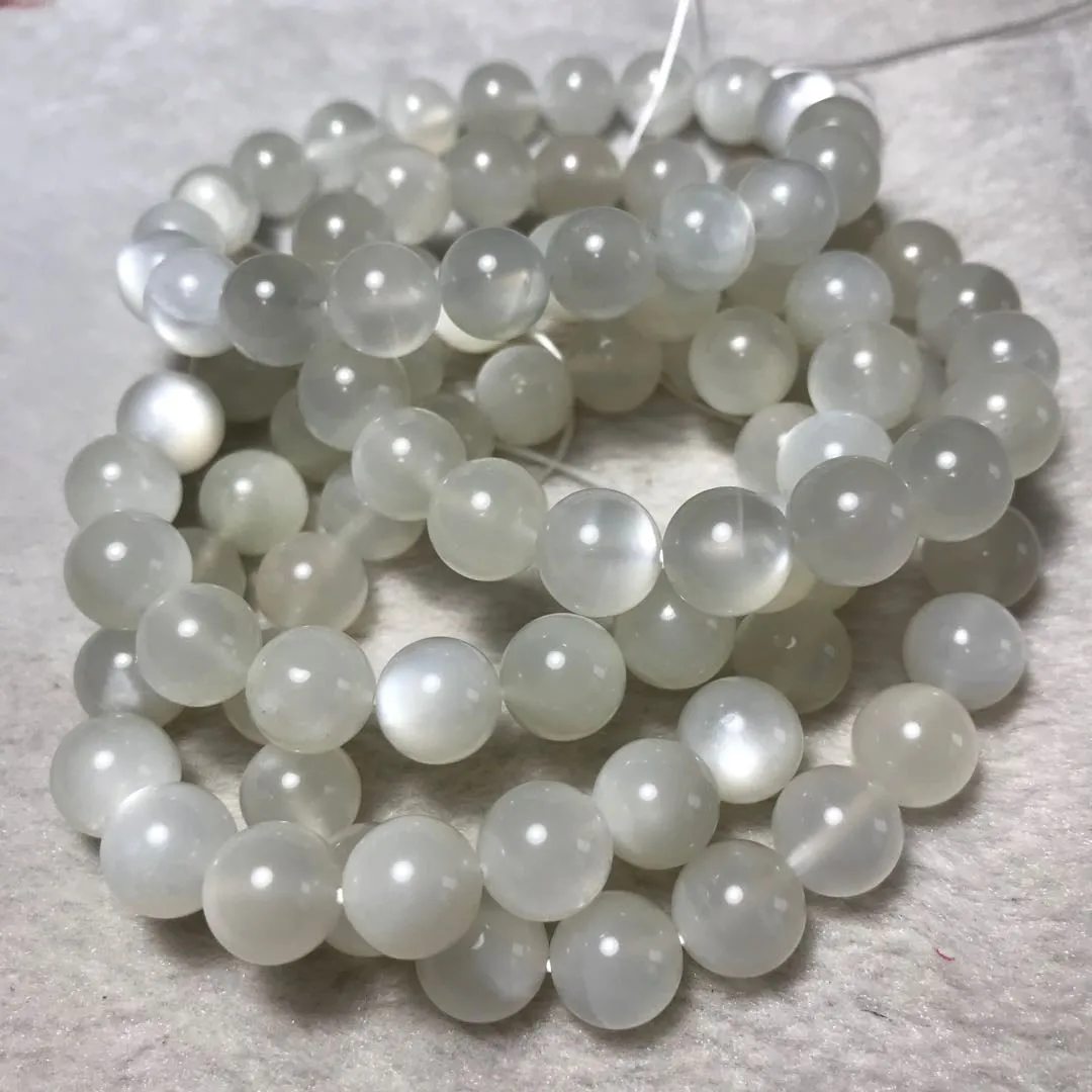 10mm High-quality Strong Flash White Moonstone Beaded Bracelets YA-WHMSG210