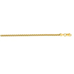 14K Gold 2.5mm Solid Round Box Chain