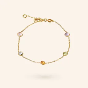 14K Gold Multi Gemstone Bracelet