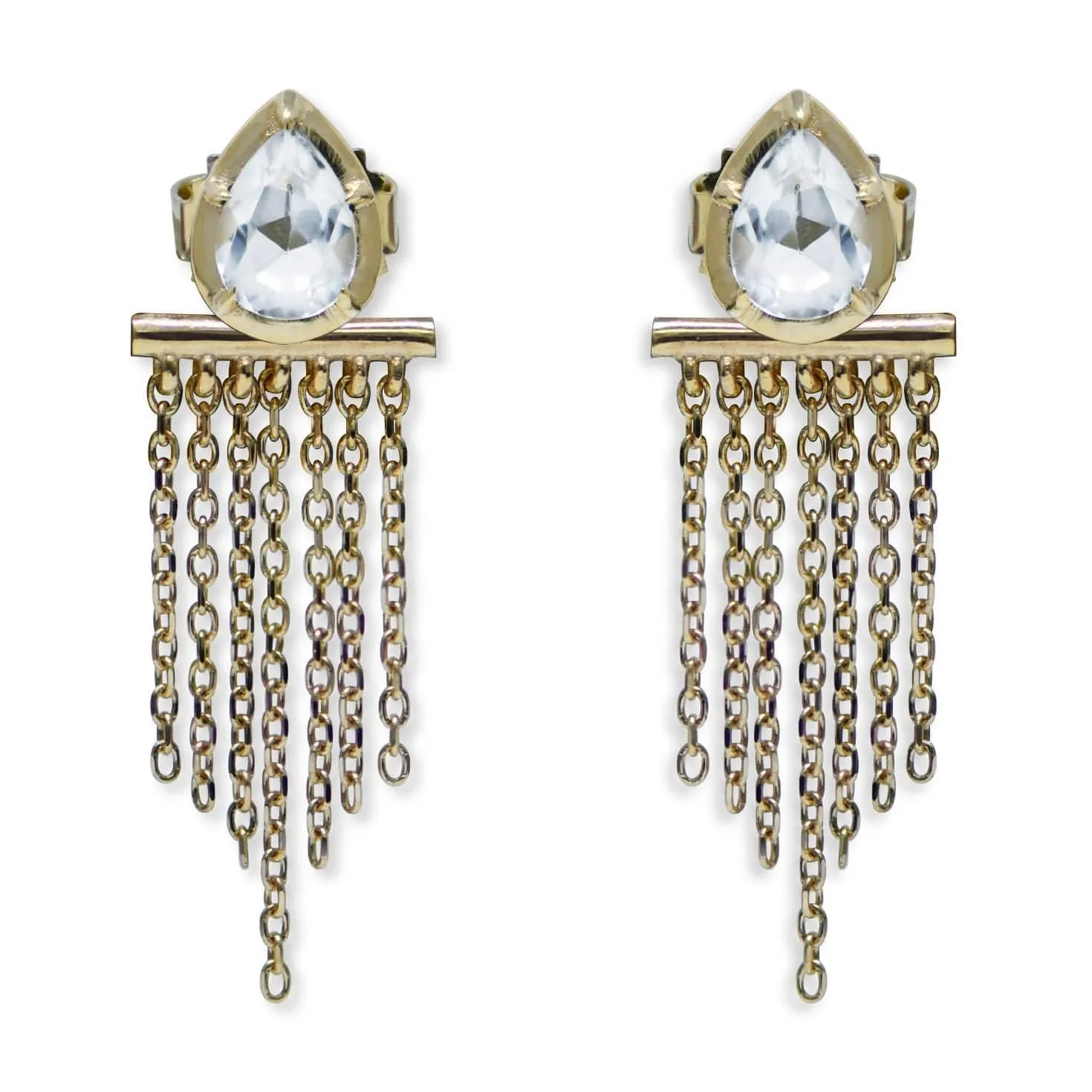 14K Yellow Gold Melia Fringe Topaz Earrings