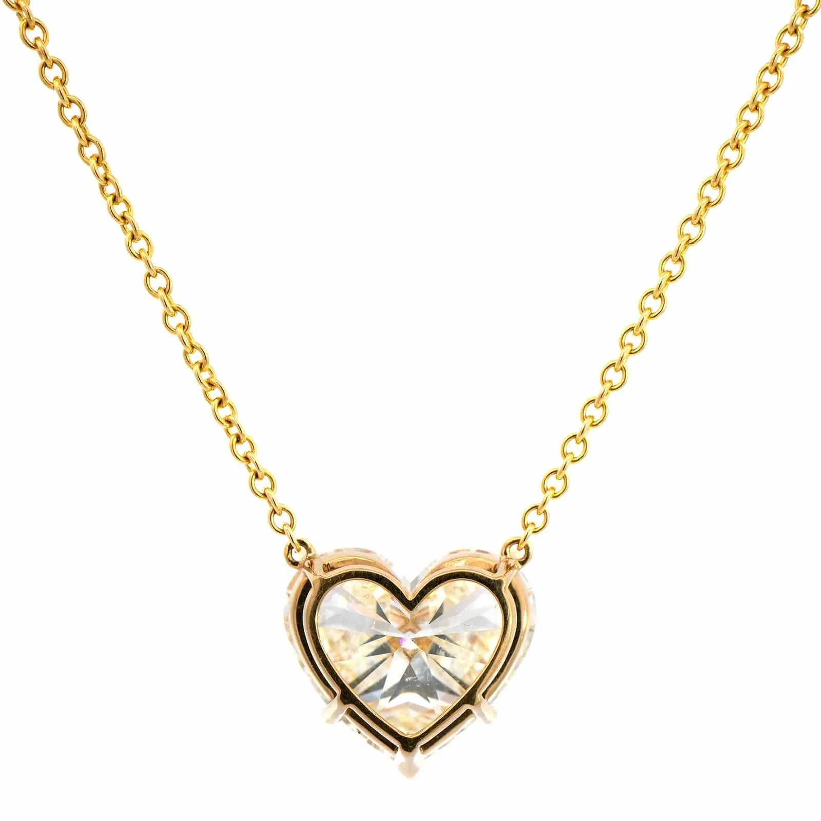 18K Yellow Gold Diamond Heart Pendant Necklace