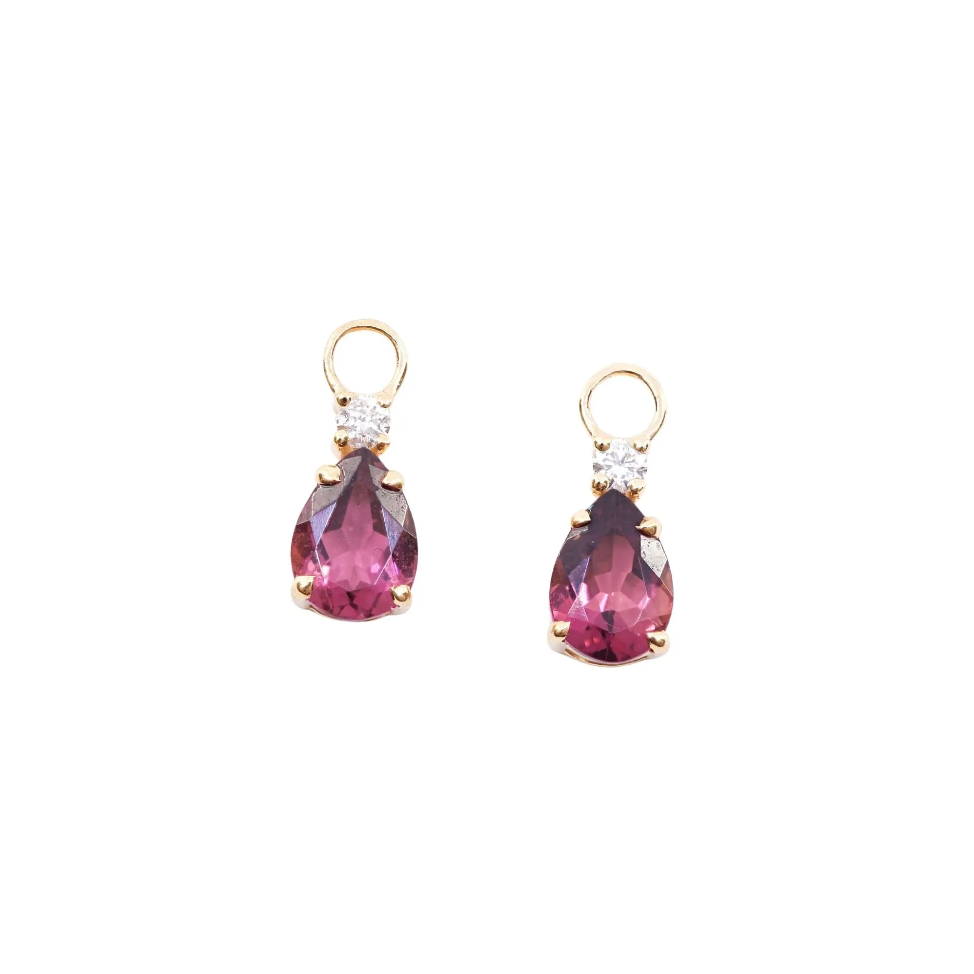 18K YELLOW GOLD TOURMALINE AND DIAMOND EARRING CHARMS