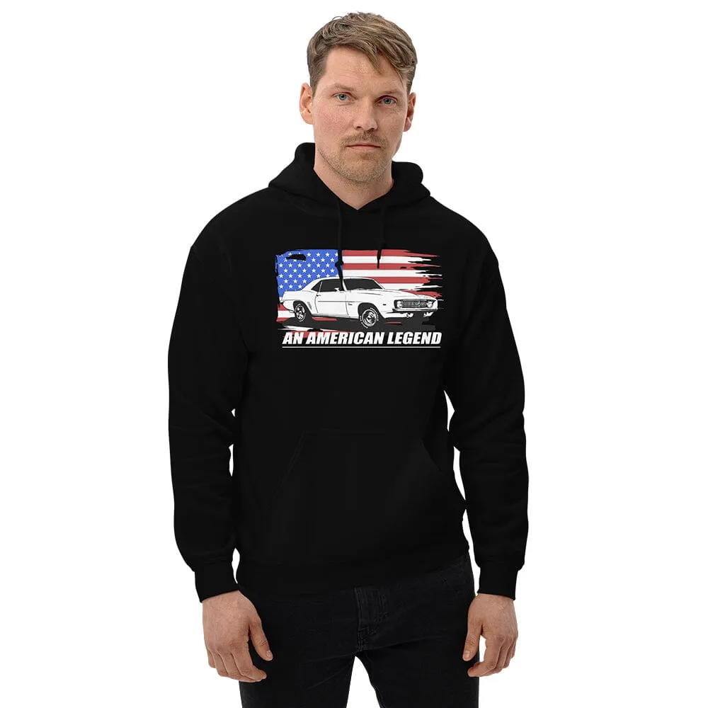 1969 Camaro Hoodie Sweatshirt With American Flag