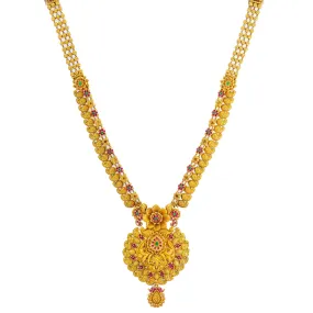 22K Yellow Gold Ishita Necklace w/ Gehru Finish (83 grams)