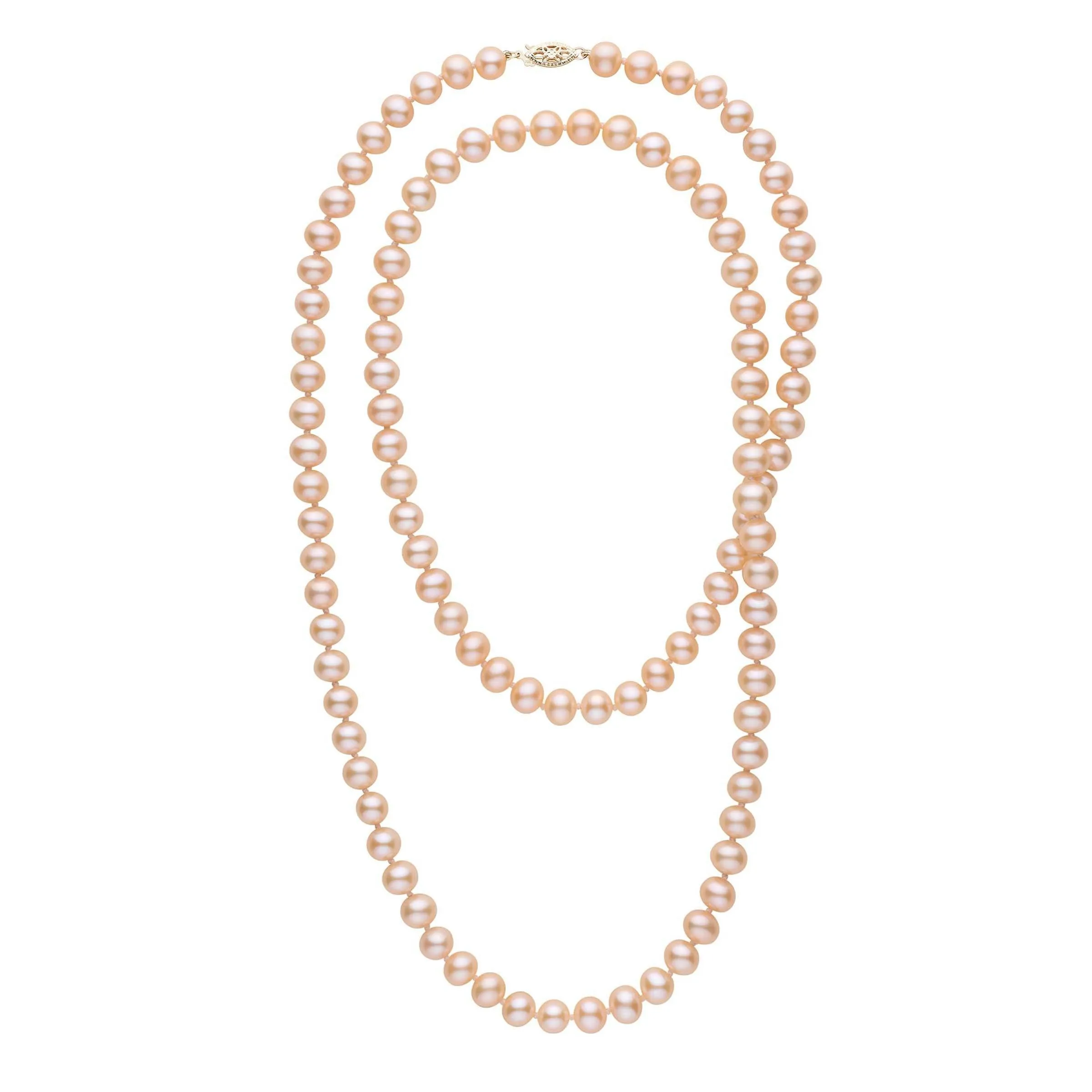 35-inch 7.5-8.0 mm AA  Pink to Peach Freshwater Pearl Necklace