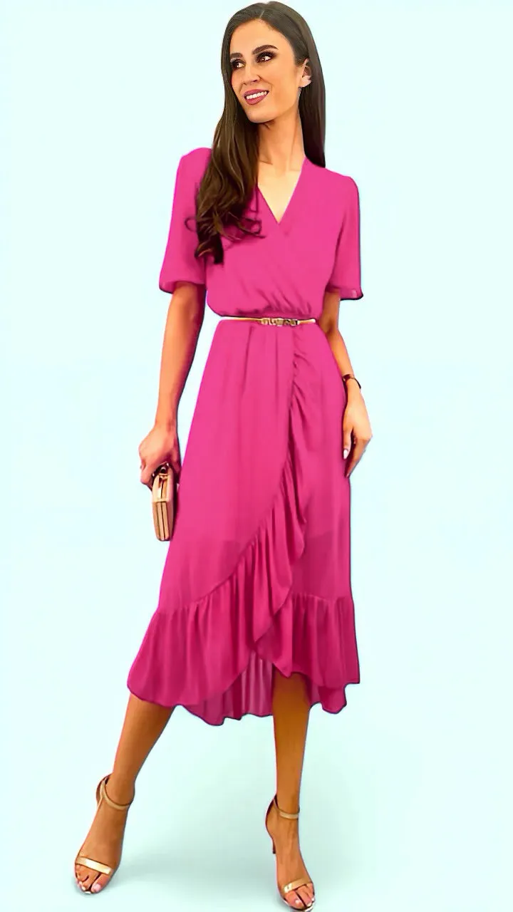 A1660 Candy Pink Frill Viola Dress