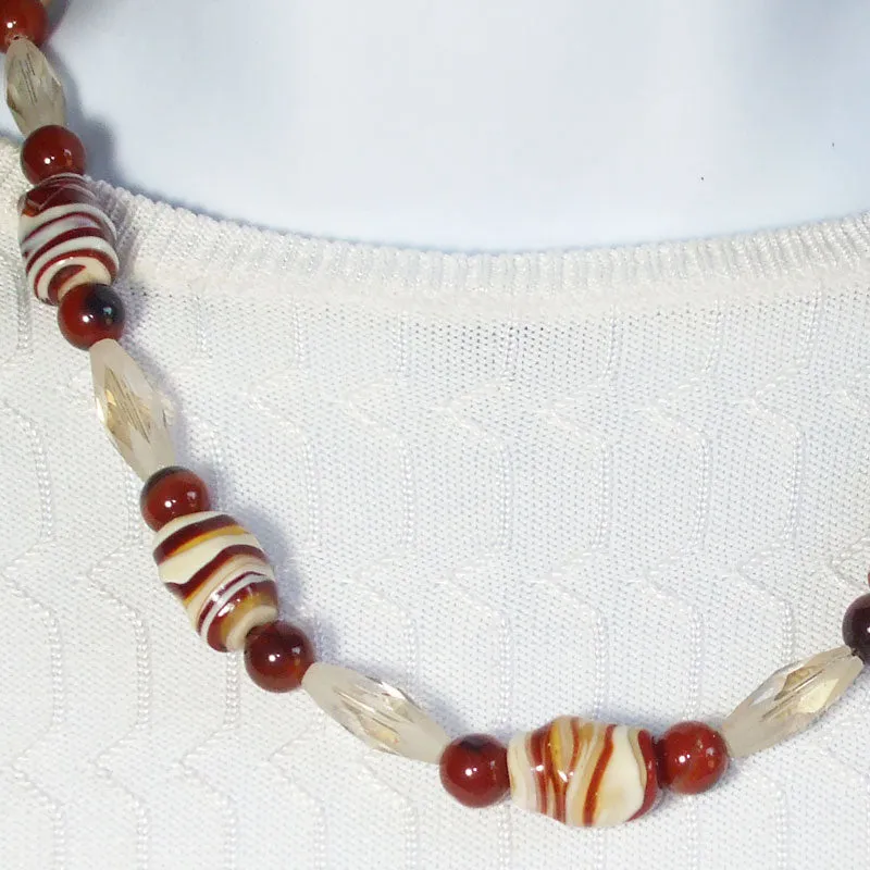 Adaluz  Brown/Tan Bead Necklace