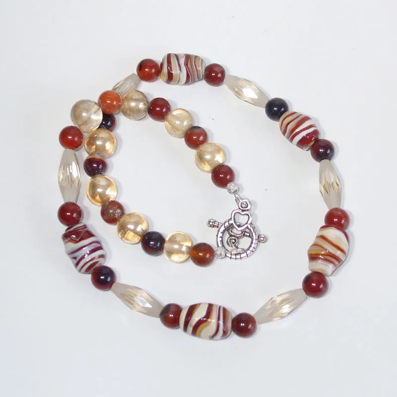 Adaluz  Brown/Tan Bead Necklace