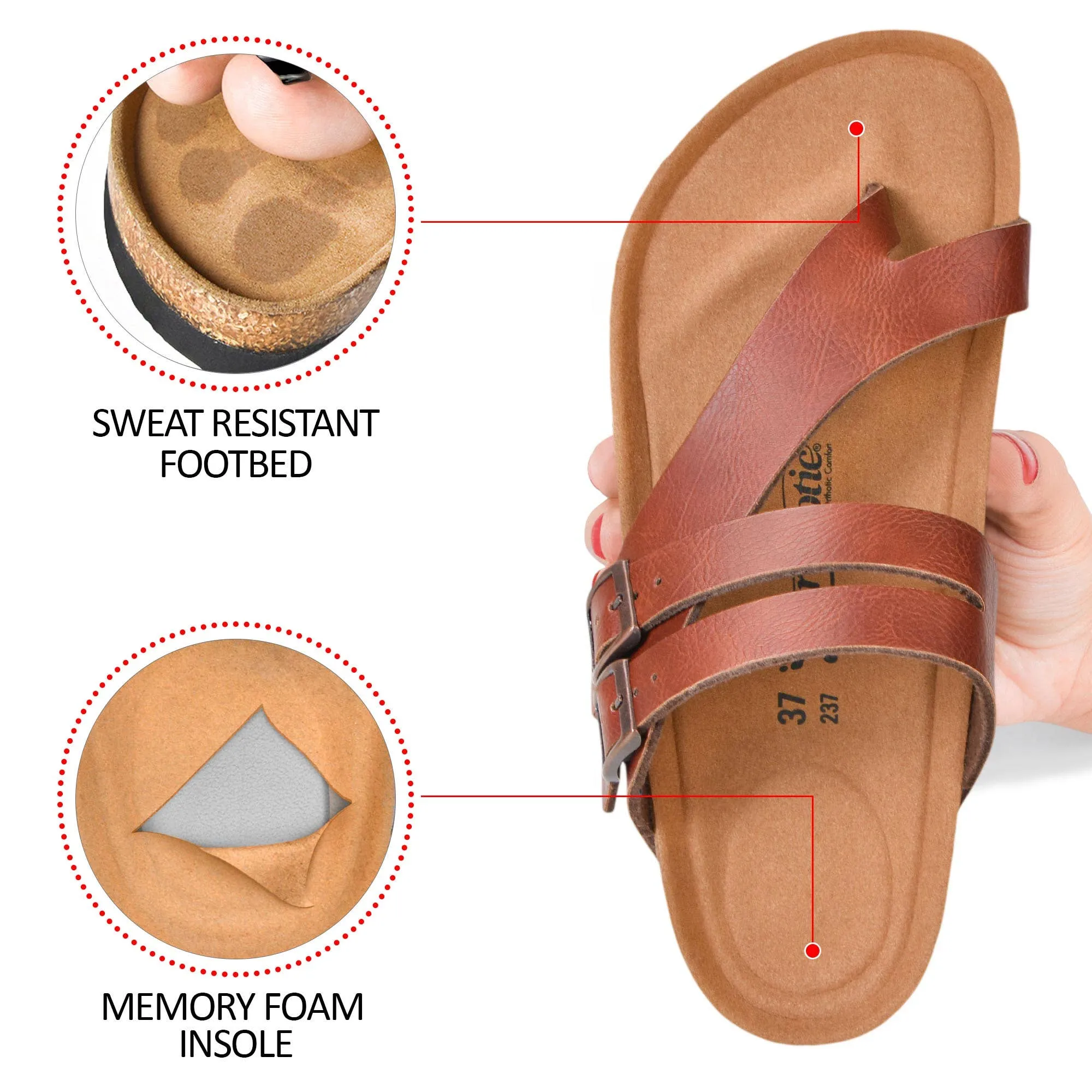 Aerothotic Kaizen Split Toe Comfort Slides in Cream