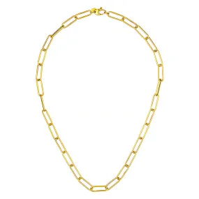 AFJ Gold Collection - Elongated Link Chain Necklace, Yellow Gold