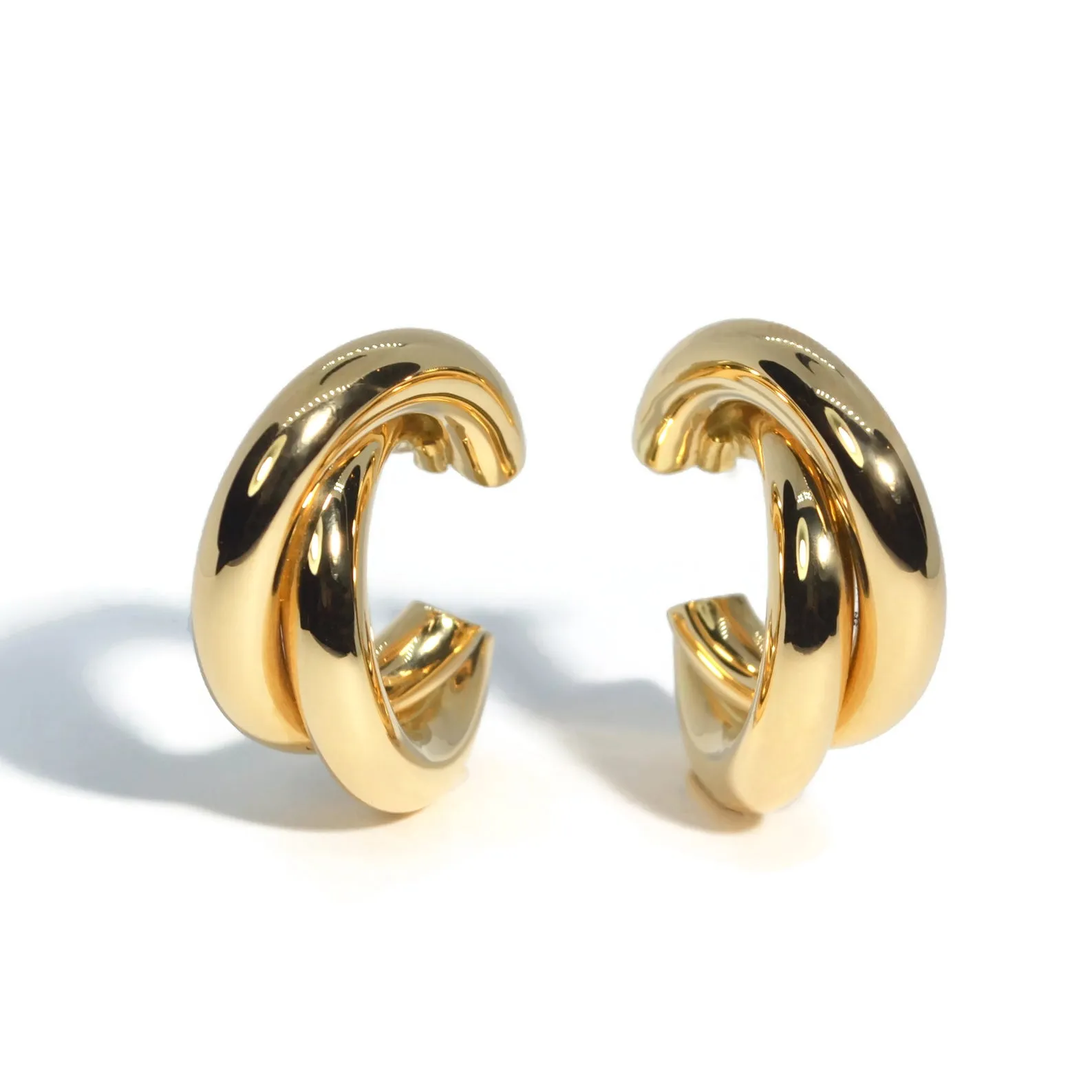 AFJ Gold Collection - Twisted Hoop Earrings, 18k Yellow Gold