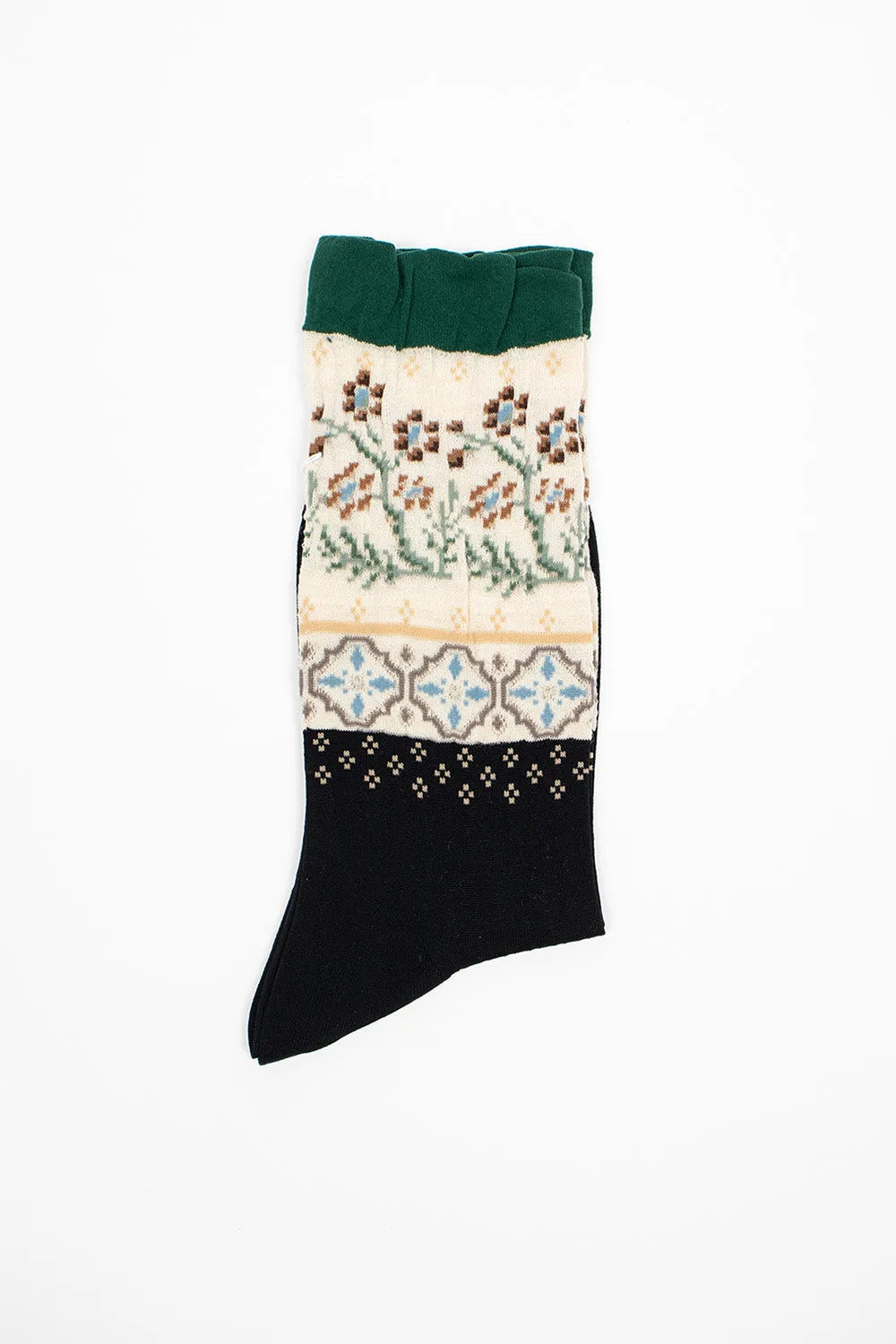 AM-770 Floral Mosaic Socks Black