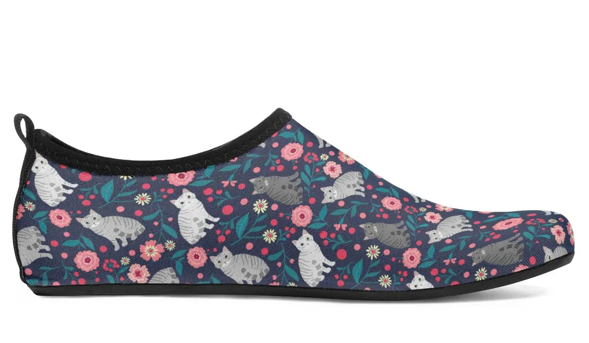 American Shorthair Cat Flower Aqua Barefoot Shoes