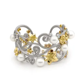 Australian South Sea Pearl and Diamond Cuff Bangle