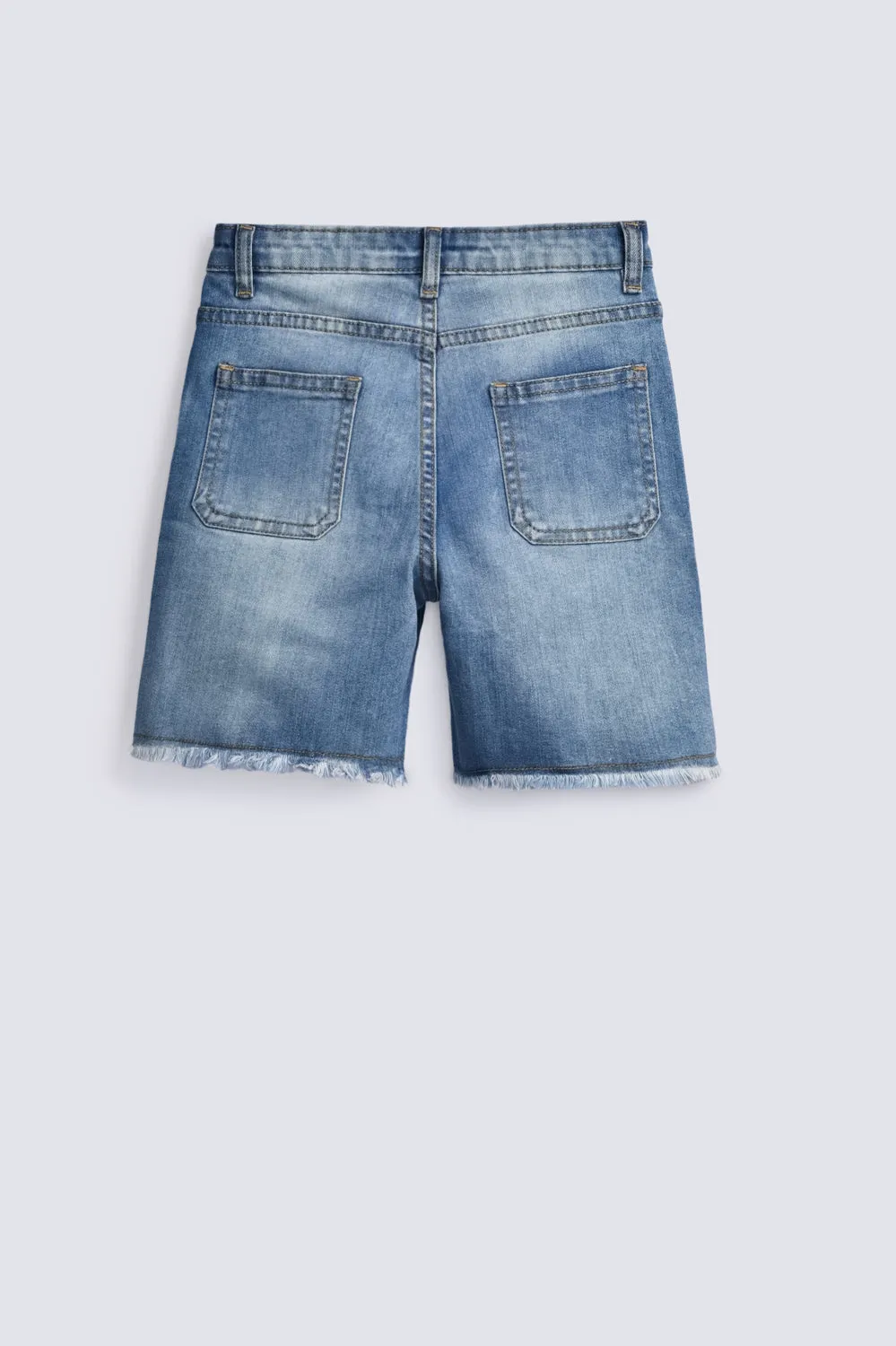 BOYS SPIDER PRINT DENIM SHORTS