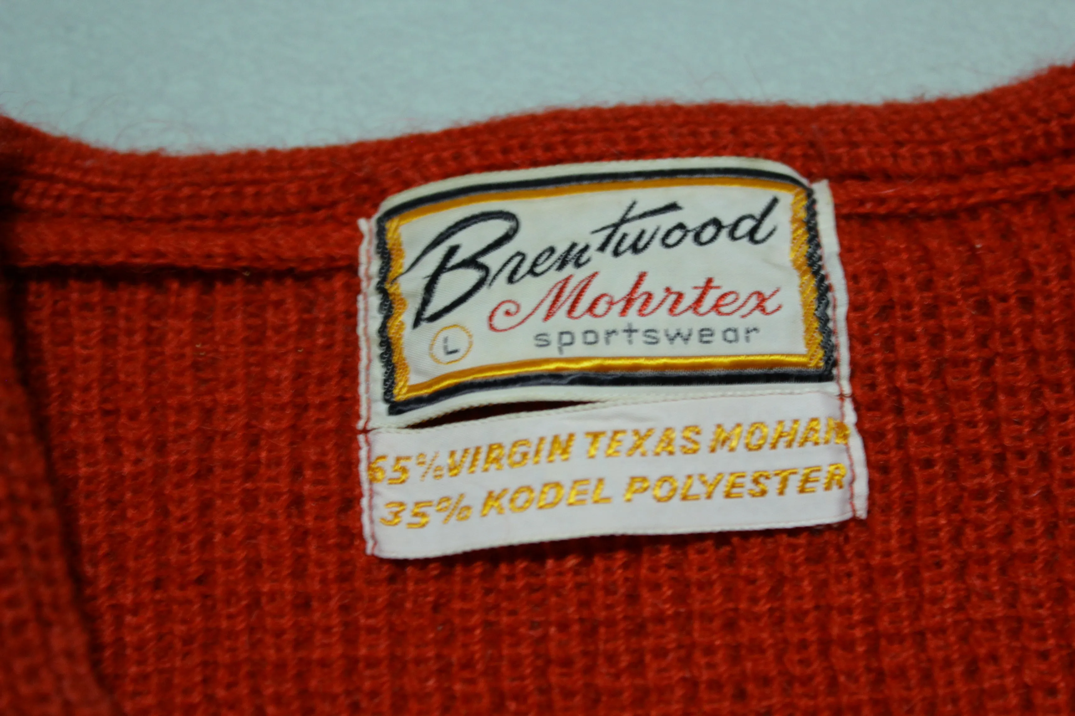 Brentwood Mohrtex Sportswear Virgin Texas Mohan 60's Vibrant Red Sweater