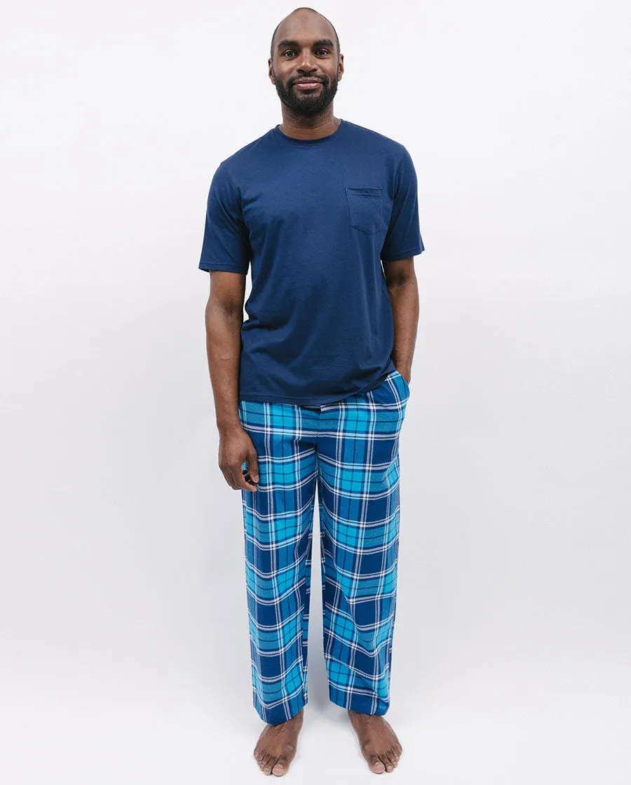 Brushed Blue Check Pyjama Bottoms