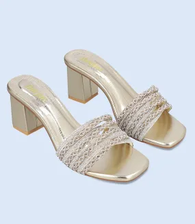 BW8693-GOLDEN-Women Formal Slipper Heels