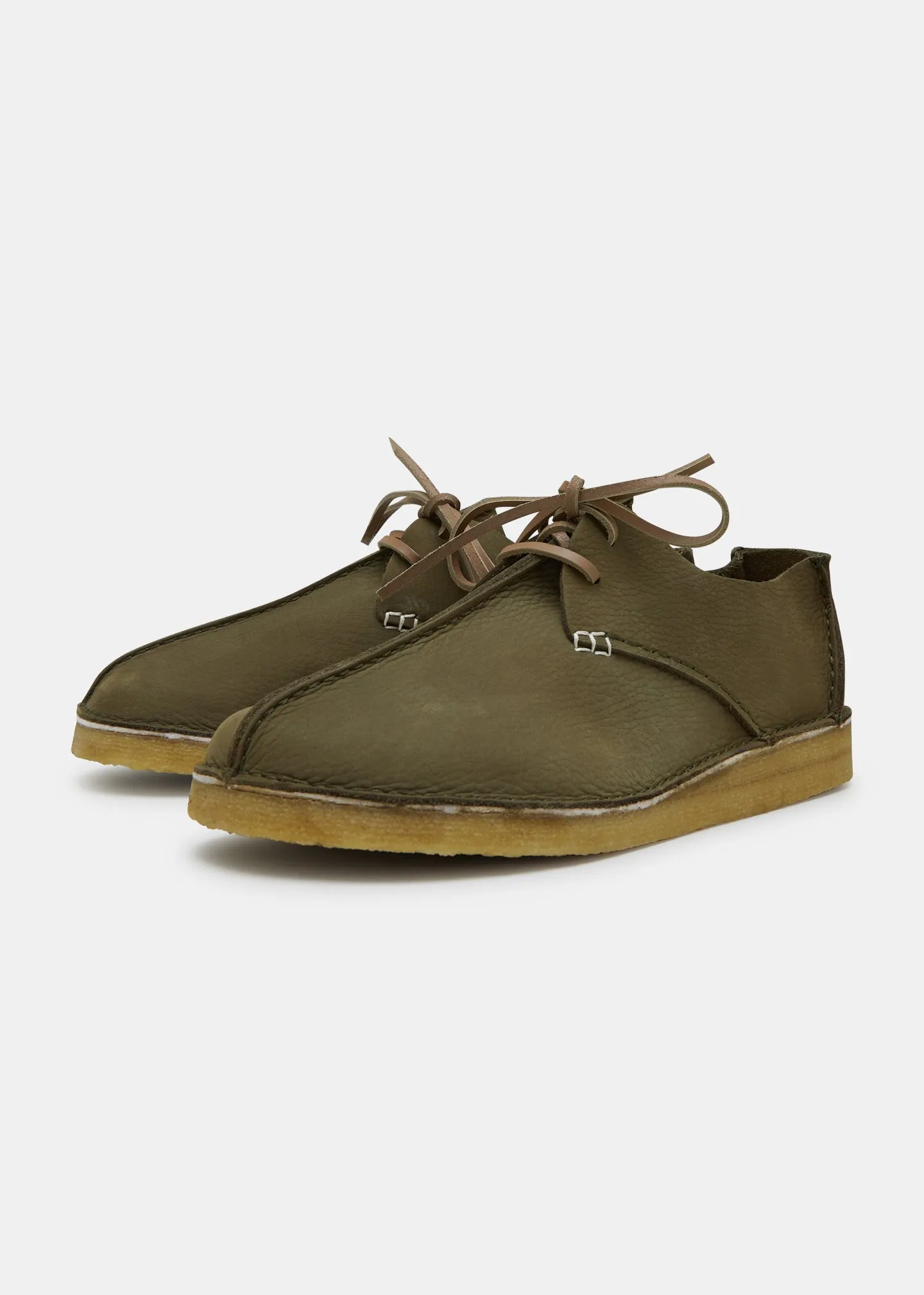 Caden Centre Seam Nubuck Shoe on Crepe - Olive