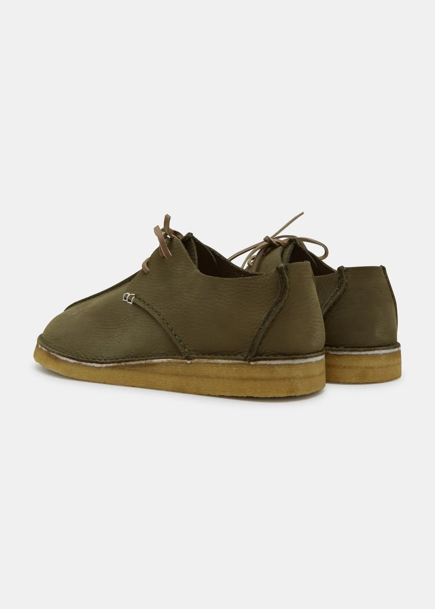 Caden Centre Seam Nubuck Shoe on Crepe - Olive