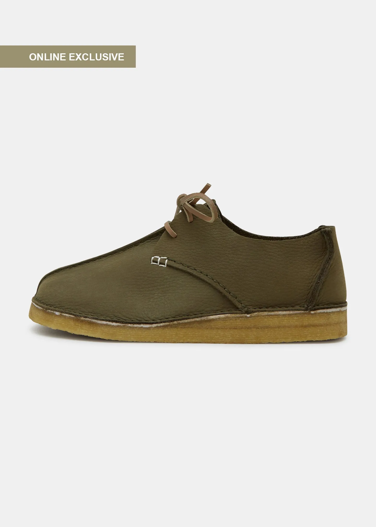 Caden Centre Seam Nubuck Shoe on Crepe - Olive