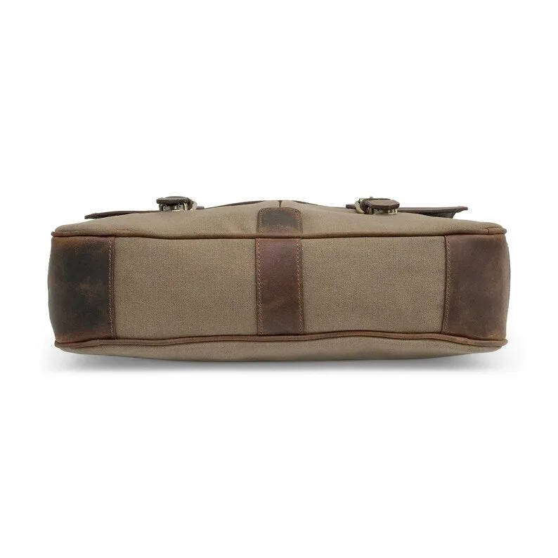 Canvas And Buffalo Leather Messenger Bag - Tan