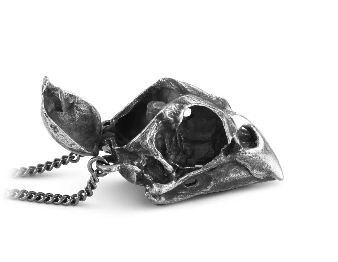 Cardinal Skull Locket - Silver