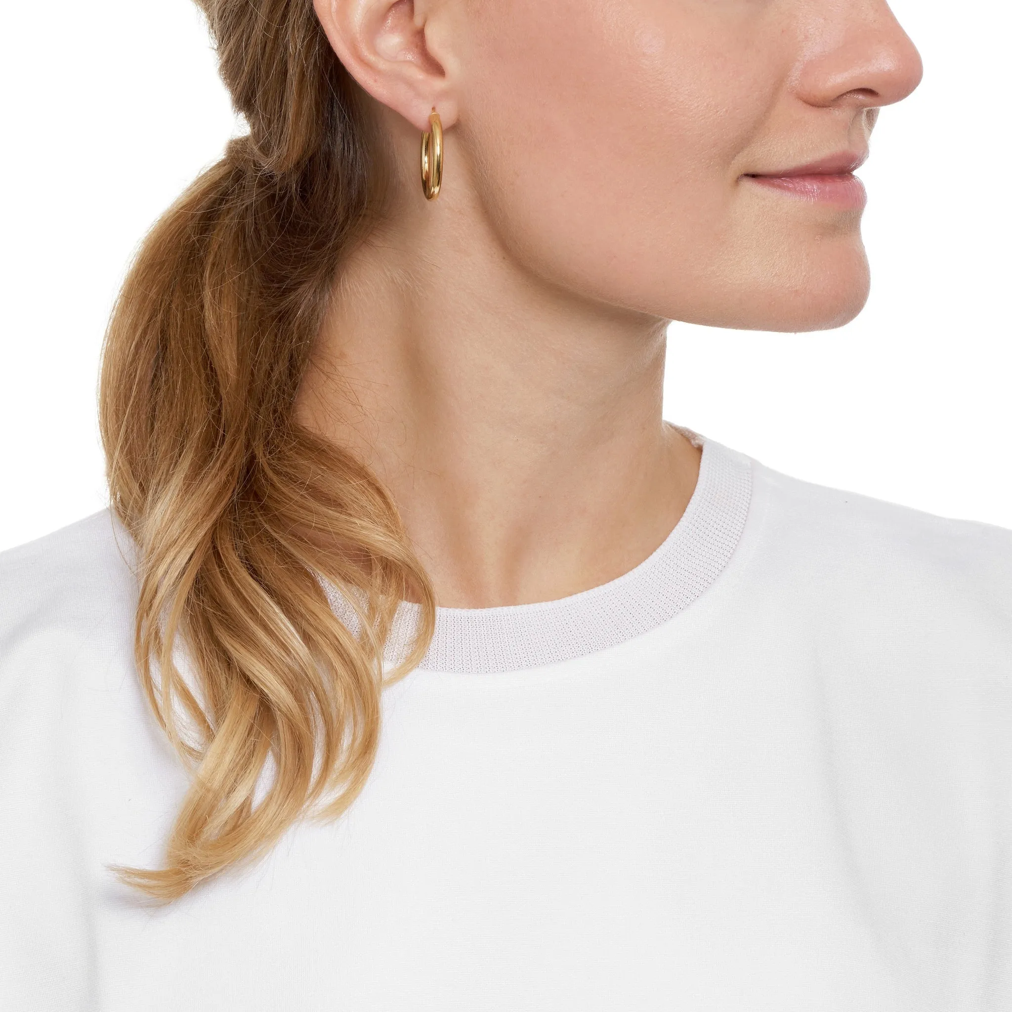 Classic, 'Shiny Tube' Hoop Earrings