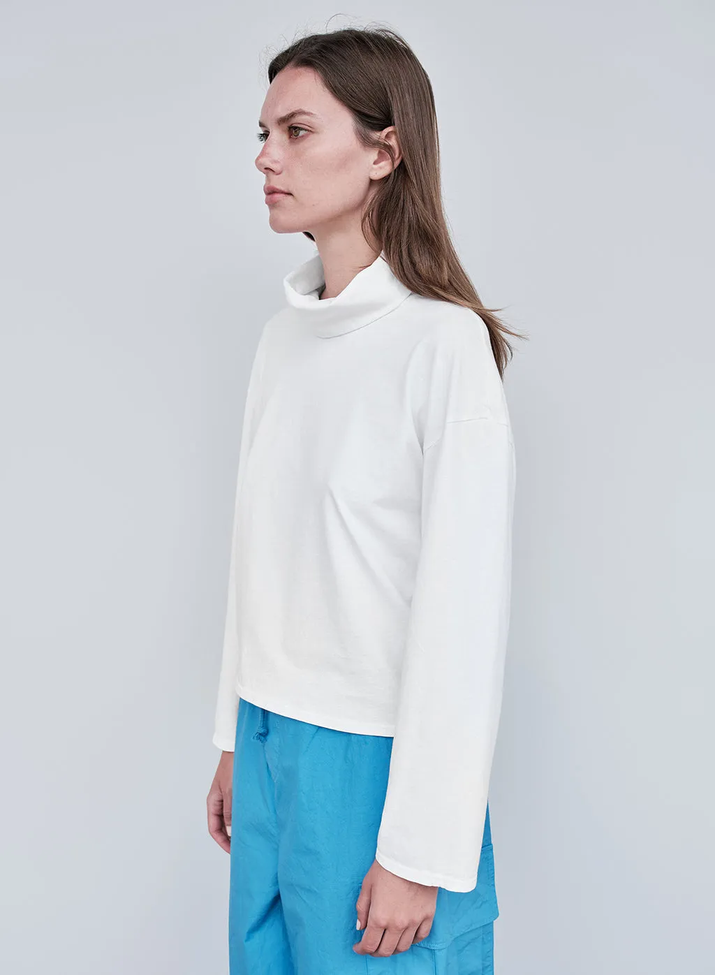 Cloud Jersey Cowl Neck Cropped Long Sleeve in Paper