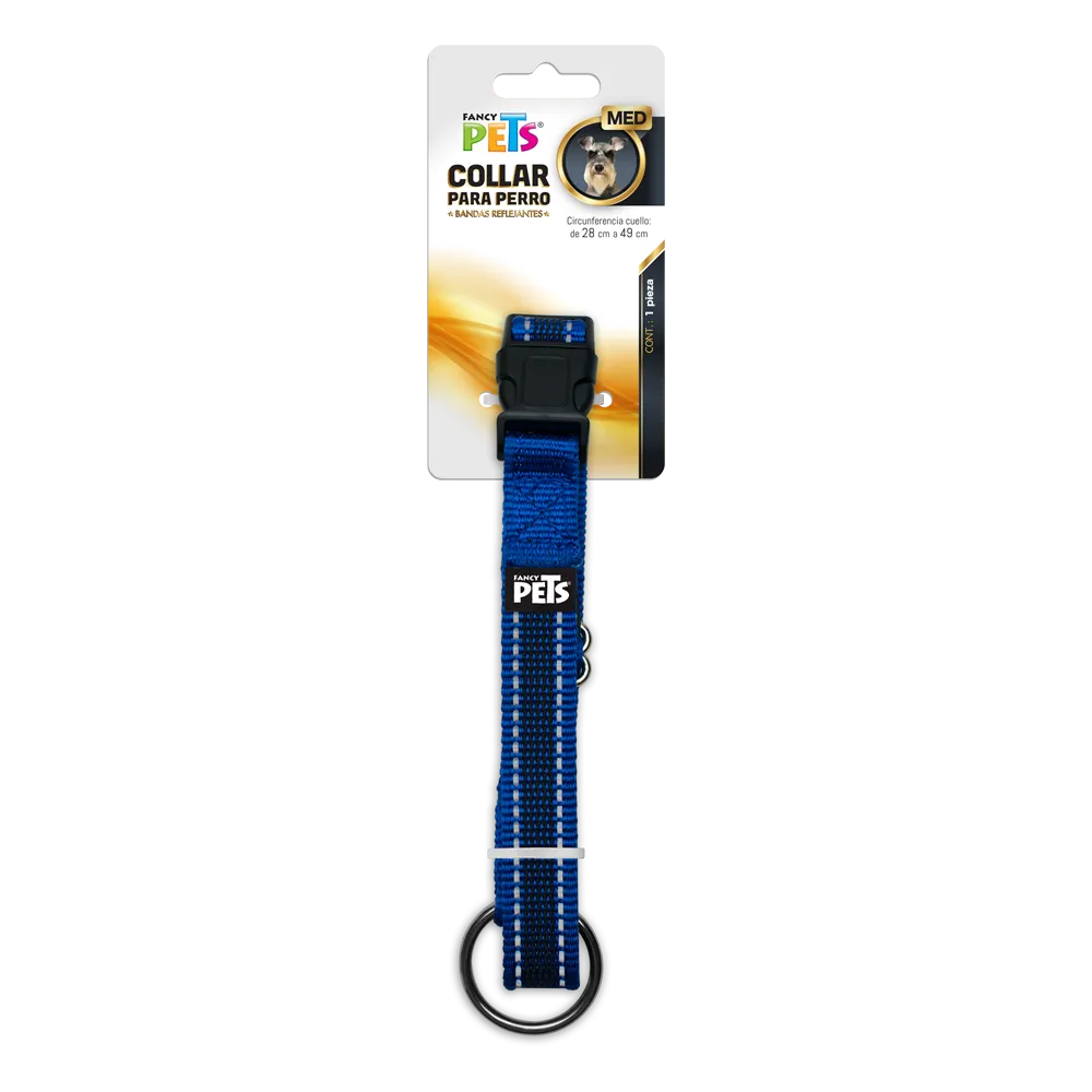 Collar Med C/Ultra Grip Y Bandas Reflejantes Azul Fl8723