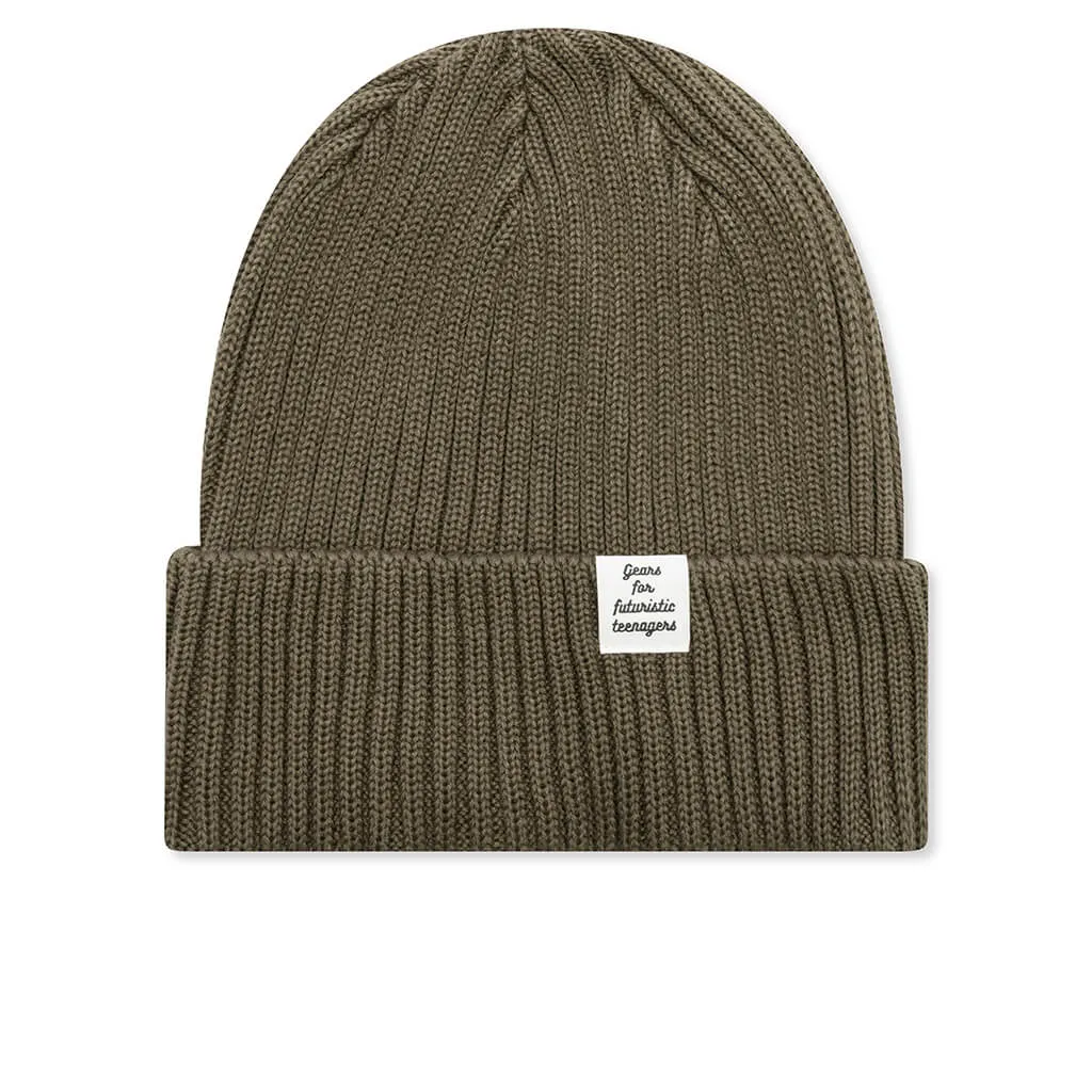 Cotton Rib Beanie - Olive Drab