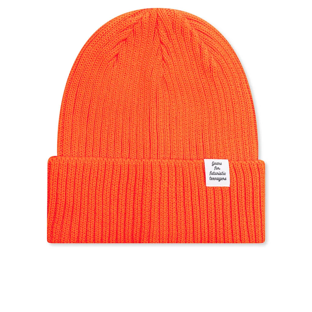 Cotton Rib Beanie - Orange