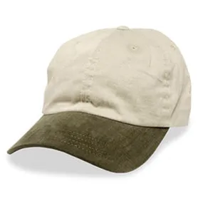 Cream with Olive Visor - Unstructured Baseball Cap