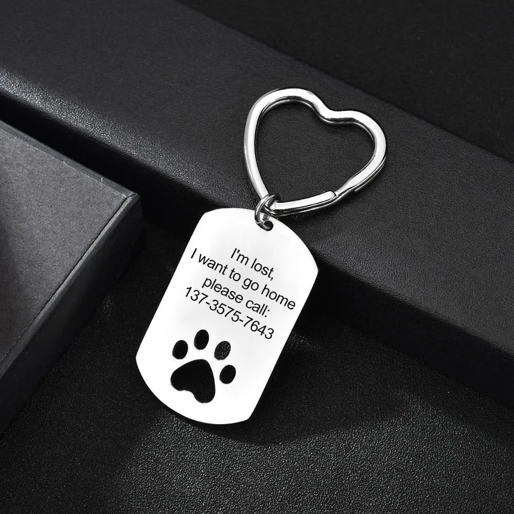 Custom Engraving Pet Paw Keychains