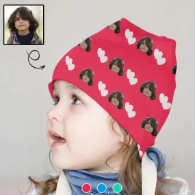 Custom Face White Hearts Kid's Beanie