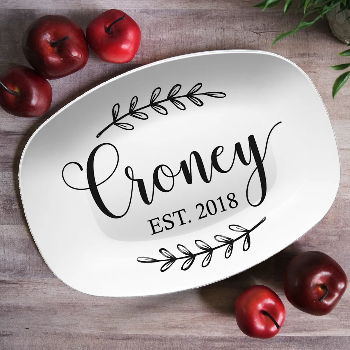 Custom Farmhouse Laurels Personalized Platter