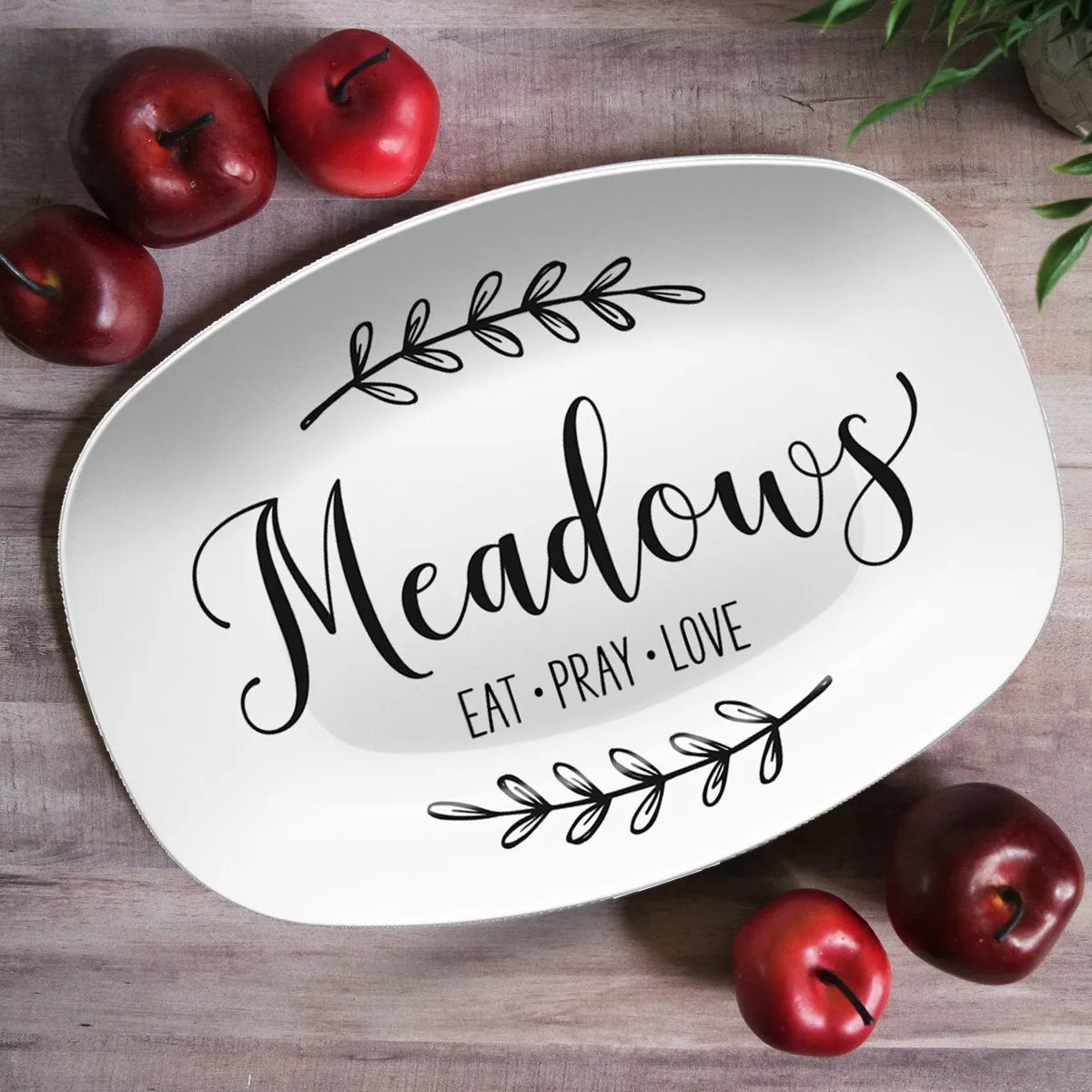 Custom Farmhouse Laurels Personalized Platter