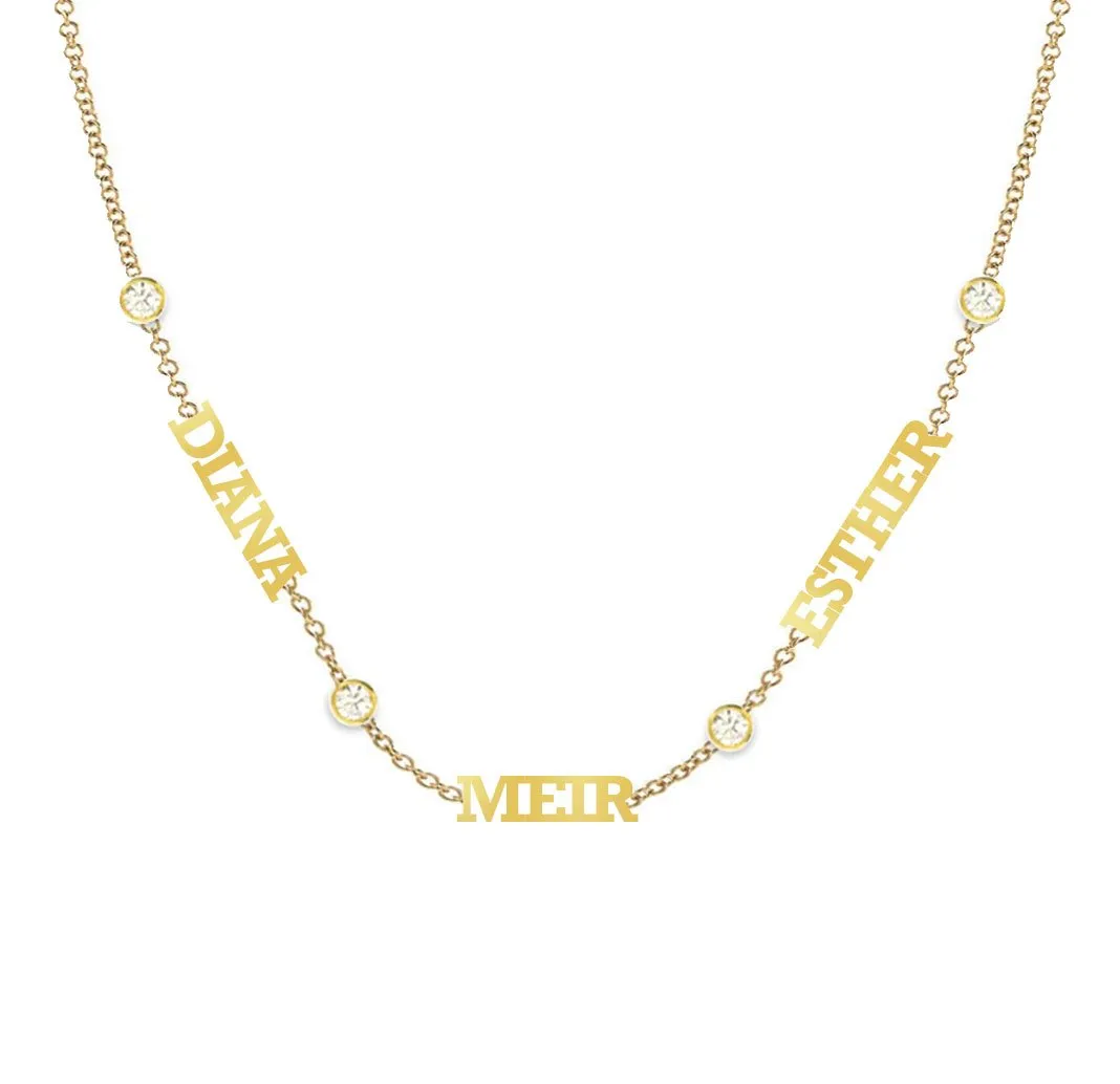 Custom Name Necklace with Diamond Bezels