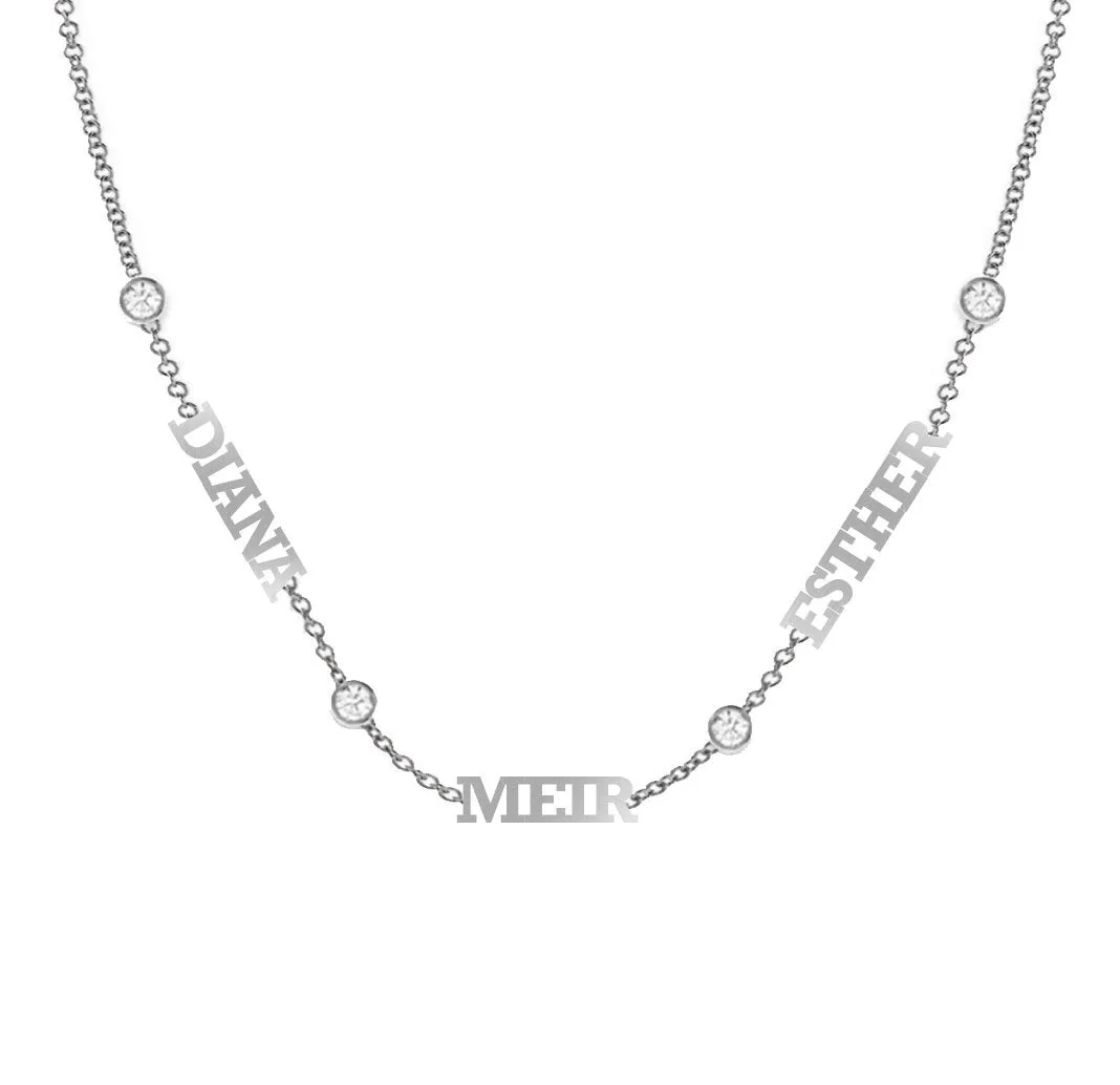 Custom Name Necklace with Diamond Bezels