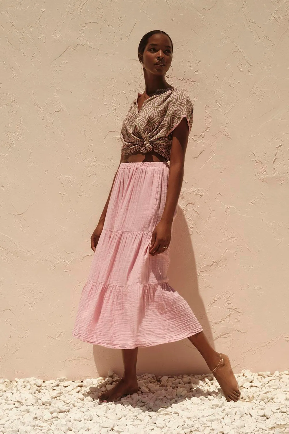 DANIELLE COTTON GAUZE TIERED SKIRT