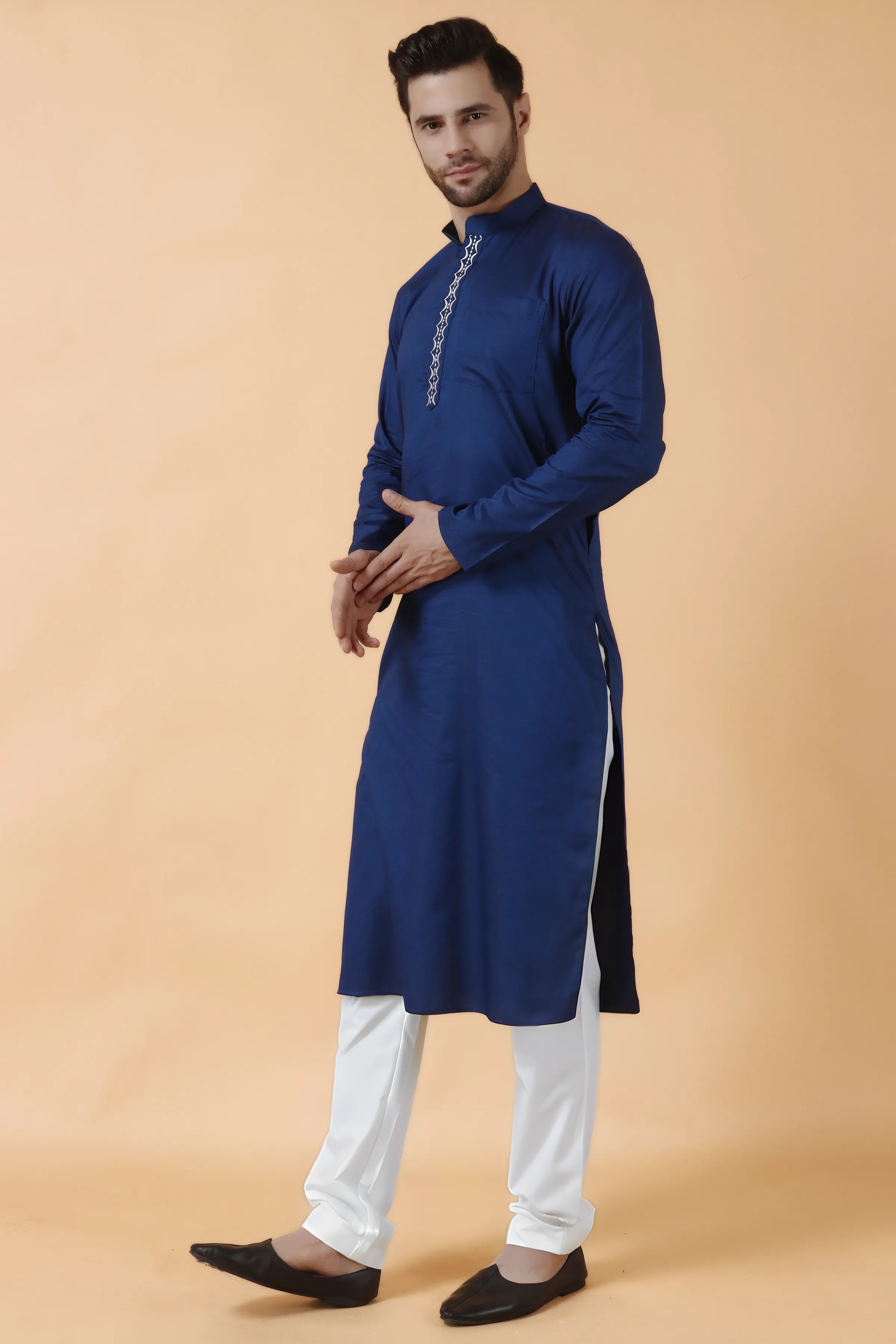 Dark Blue Cotton Kurta Pajama