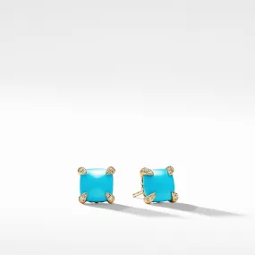 David Yurman Chatelaine 8MM Earrings with Turquoise in 18K Gold