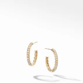 David Yurman Extra-Small Hoop Earrings in 18K Yellow Gold with Pave Diamonds