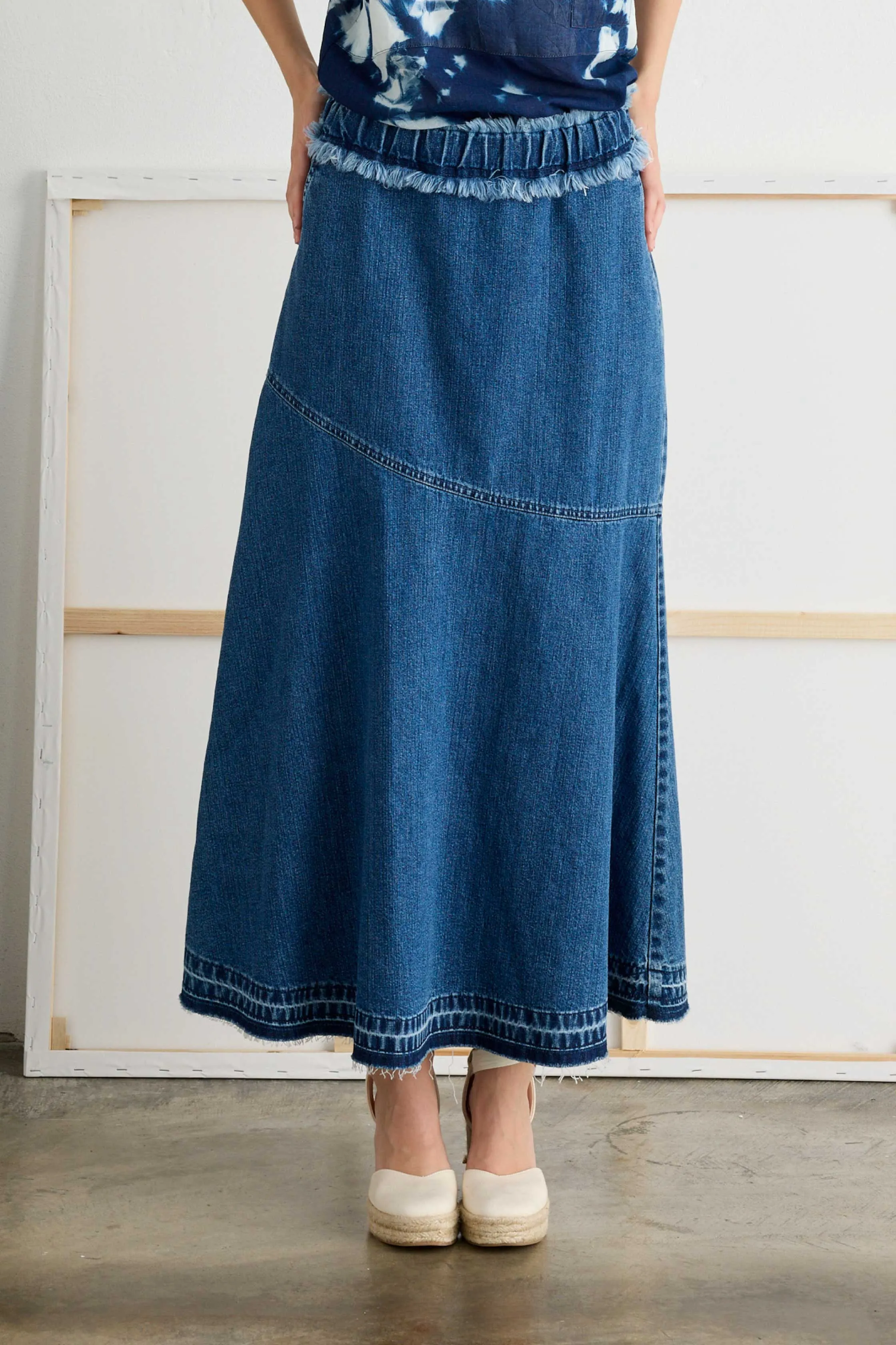 Denim Skirt Asymmetric Cut Comfort Waist 2510 4044