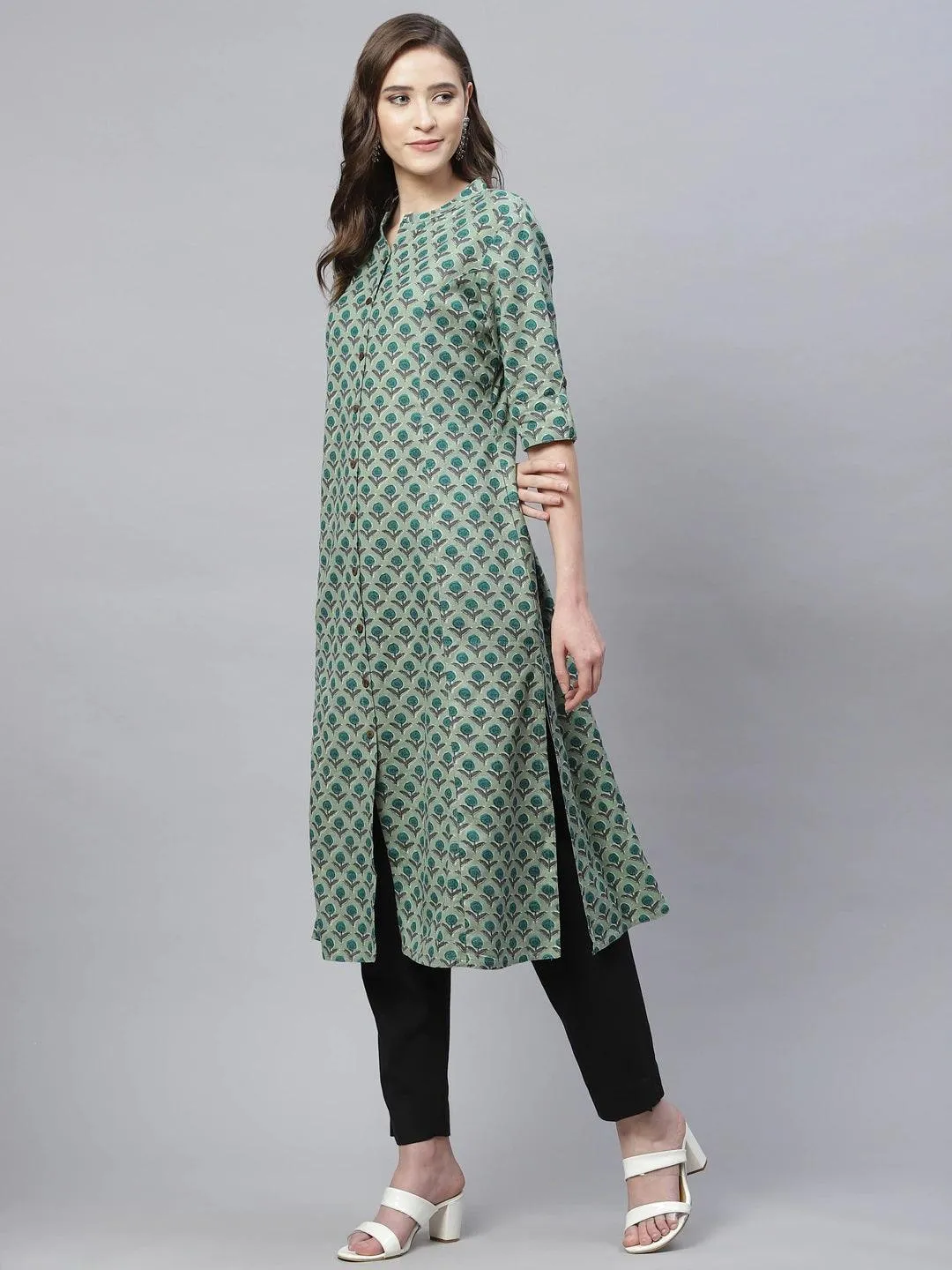 Divena Green Cotton Flex Kurta