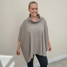 Embellished roll neck poncho jumper