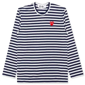 Emblem Striped L/S T-Shirt - Navy/White